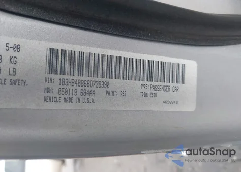 2008 Dodge Caliber Sxt from USA, damaged, VIN 1B3HB48B68D739390